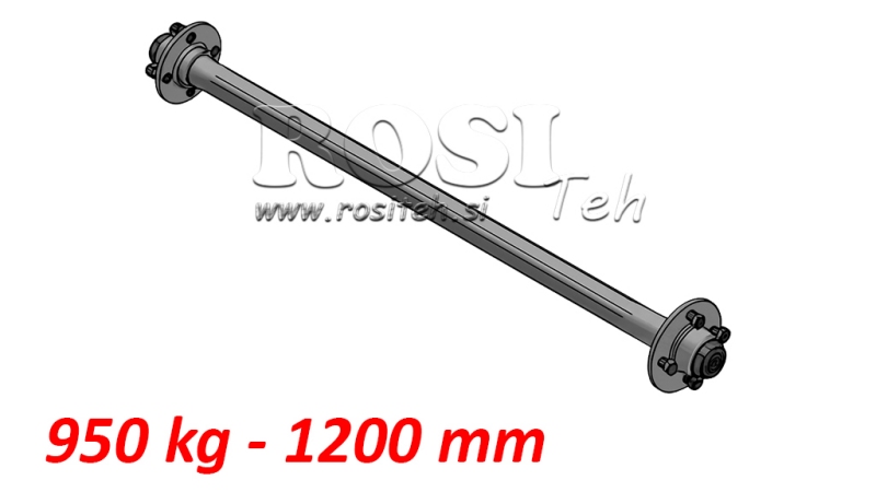 ACHSE FÜR ANHÄNGER 950 kg OHNE BREMSEN ( 1200 mm )