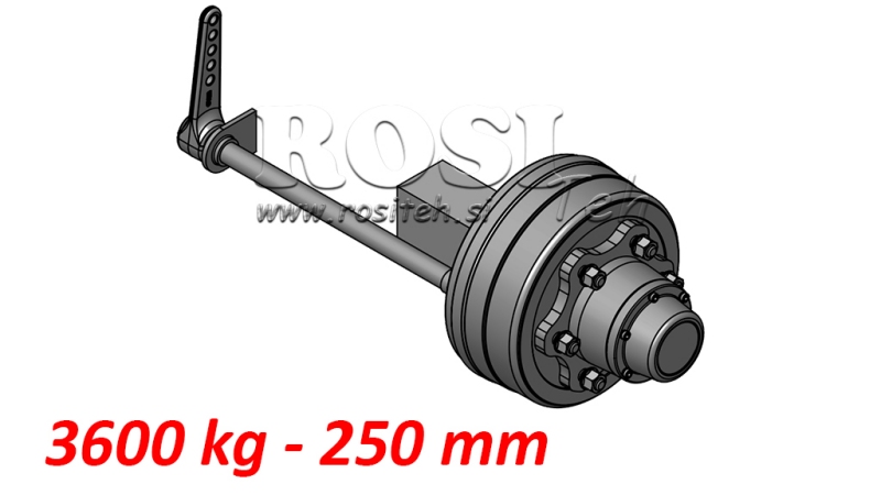HALV-AXEL MED BREMSER 3.600 KG L.250 MM