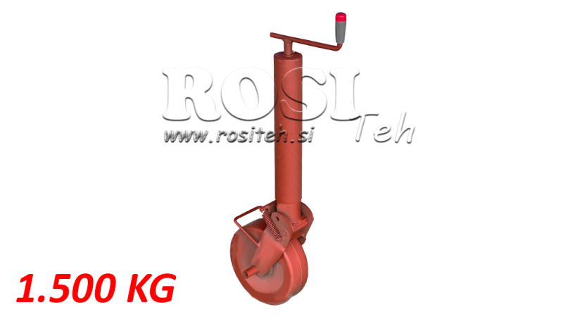 GEWINDE STØT BEN 300MM - 1500KG MED STØTTHJUL