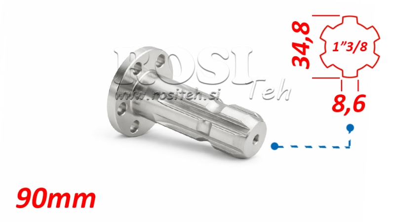 P.T.O. ADAPTER MED FLANGE 6 HUL 1 3/8