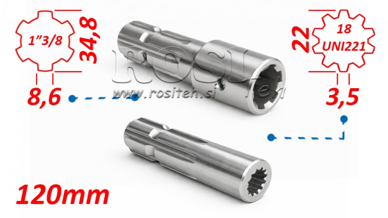 P.T.O. ADAPTER 13/8 19x22x3.5 10 tanden