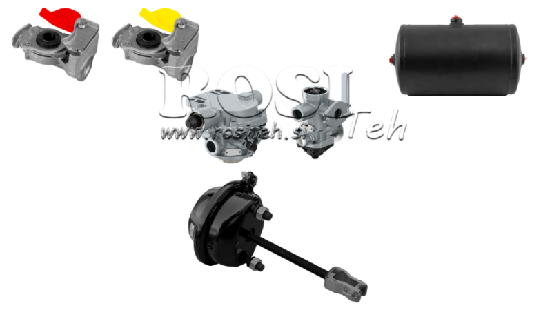 SÆT AF LUFTBREMSER TIL TRAILER KOMPLET DUALKRETS SYSTEM 1 CYLINDER