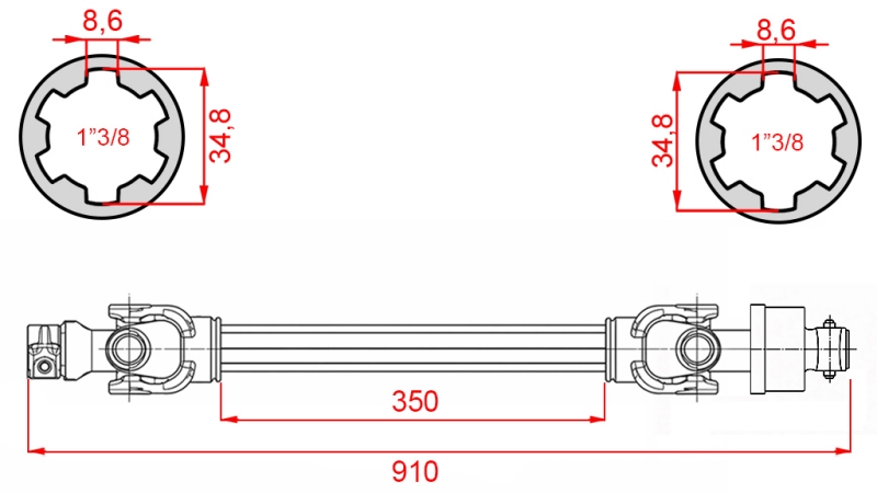 ECO KARDANOVÝ HRIADEĽ 910mm 30-75HP S VOĽNOBEŽNOU SPOJKOU