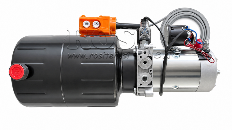 MINI HYDRAULIKAGGREGAT 12V DC - 1.6kW = 2.1cc - 8 liter - enfasig enhet (metall)