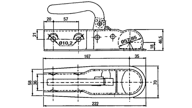 DRAGKROK FÖR BILTRAILER RUNDA FI35