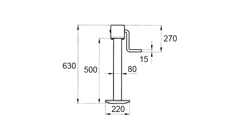 GEWINDE-STÜTZBEIN (HÖHE 630 mm - HUB 350 mm) - 1.800 kg