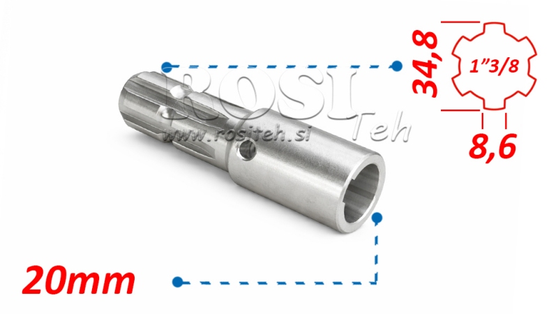 KARDANADAPTER 1-3/8 - HUL fi 20 mm (145 mm)