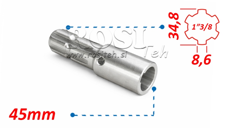 ZAPFWELLENADAPTER 1-3/8 - BOHRUNG fi 45 mm (180 mm)