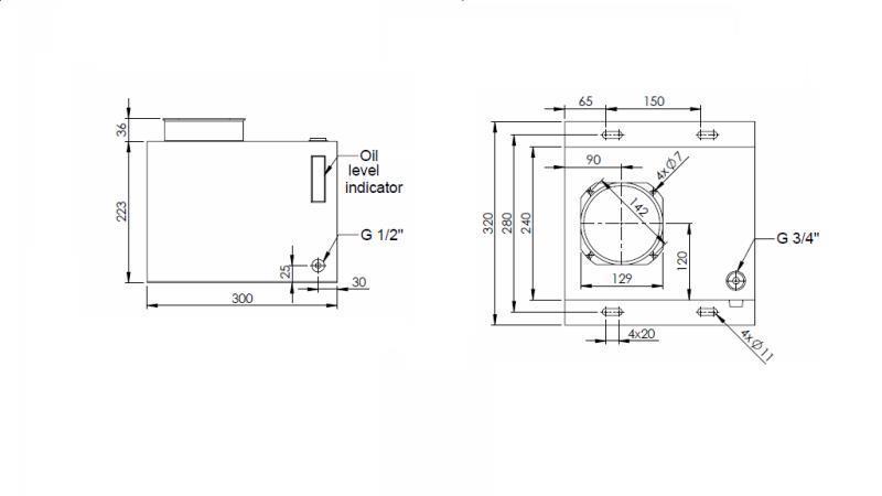 METAL RESERVOIR BOKS PP 15 LITER HORIZONTAL-VERTIKAL-dimensioner