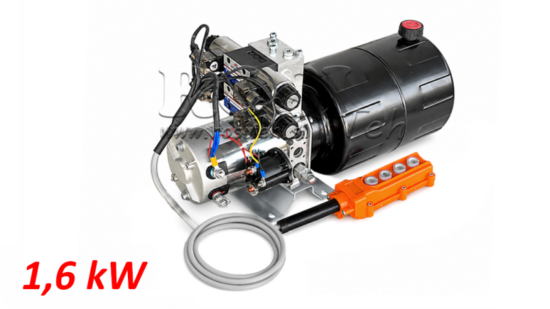 MINI HYDRAULINEN POWER-PACK 12V DC - 1.6kW = 2.1cc - 8 lit - 2x kaksisuuntainen yksikkö (metalli)