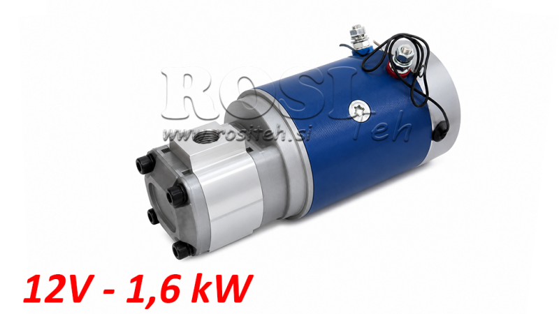 HYDRAULIKKOPPLUNG PUMPE GR.1 + ELEKTROMOTOR 12V 1,6kW = 2,5cc - 6,6lit