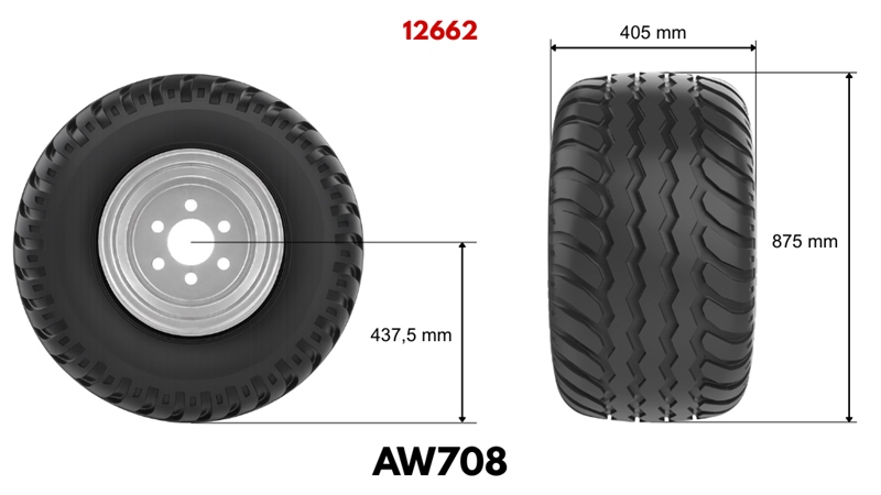 400/60-15,5 ANHÄNGERREIFEN AW708 (16 PR) MIT FELGE 13,00 x 15,5