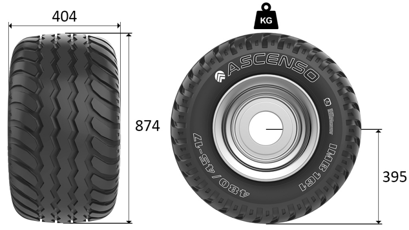 400/60-15,5 ANHÄNGERREIFE AW708 14pl MIT FELGE 13,00X15,5