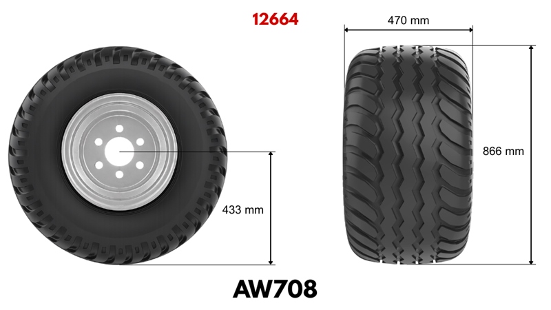 19,0/45-17 ANHÄNGERREIFEN AW708 (14 PR) MIT FELGE 16,00 x 17