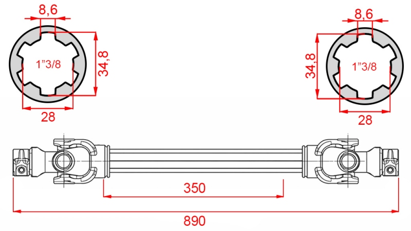 ECO KARDANAXEL 890mm 30-75HP STANDARD