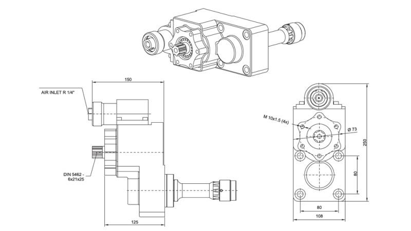 Dimensioner UDGANG FOR HYDRAULISK PUMPE - IVECO 2895