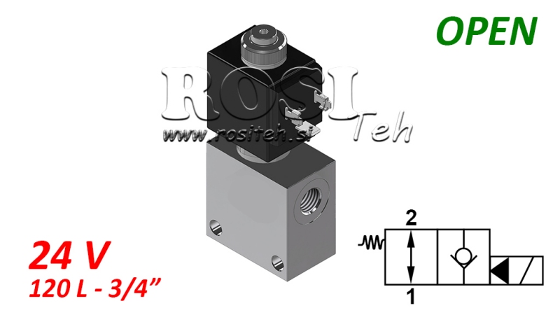 2 wegeventil 3/4 (NO) 24V - 120lit