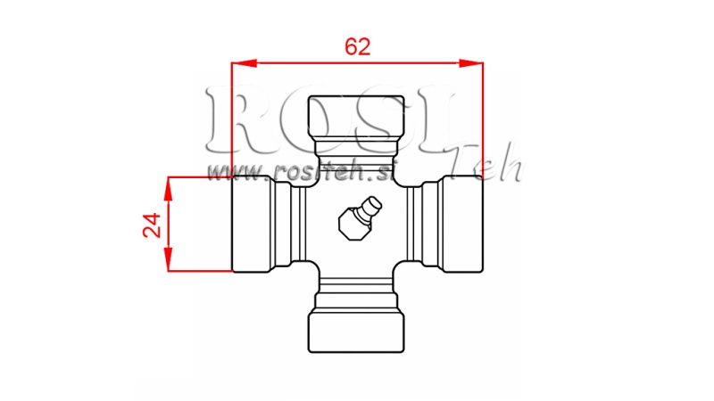 CRUCETA F-24,00X62,00 PARA EJE CARDÁN ECO 790mm 35-60HP ESTÁNDAR