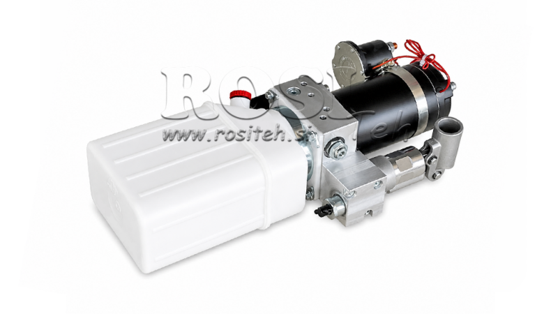 MINI HYDRAULIC UNIT 12V DC - 0.8KW = 0.5CC - 1.5 LITERS - SINGLE-ACTING ASSEMBLY (PVC) WITH MANUAL PUMP