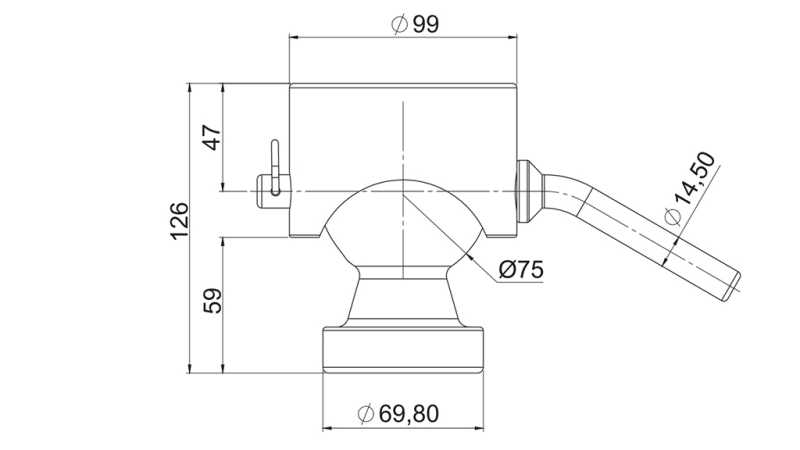 TRE-SIDET KUGLE TIL TIPPER CAISSON Φ75 ECO