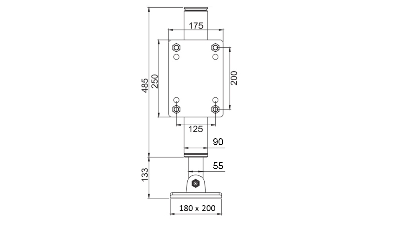 DVOJČINNÁ HYDRAULICKÁ PODPORNÁ NOHA (Φ90x620 mm) - ZDVIH 365 mm - 5.000 kg