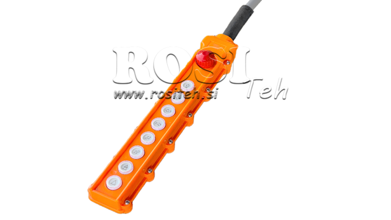 FJERNBETJENING 8 KNAPPER + NØDSTOP I HUS MED KABEL