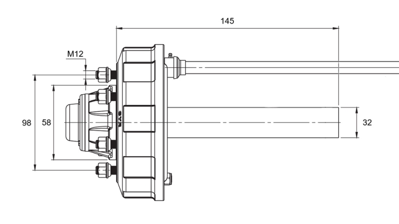 POOLTELG PIDURITEGA - 450 kg (4 KRUVI) - 145 mm