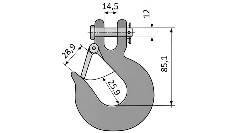 HAKEN MIT SICHERHEITSKLAPPE - 3000 KG