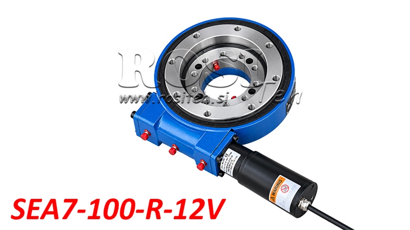SCHNECKENGETRIEBE-SCHWENKANTRIEB SERIE SEA7-100-R MIT ELEKTROMOTOR 12V - ÜBERSETZUNGSVERHÄLTNIS 71:1 - ECO