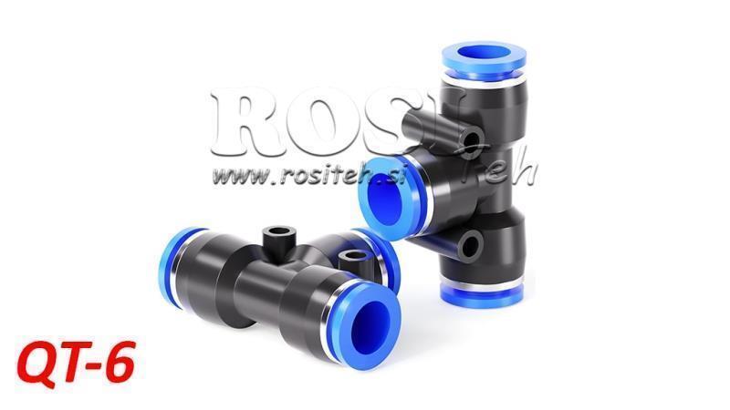 PNEUMATISCHER STECKER T VERBINDUNG TPA OHNE GEWINDE QT-6