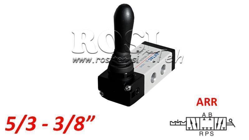 PNEUMAATTINEN MANUAALIVENTTIILI 5/3 3/8 PRT-0852-ARR MANUAALINEN PALUU