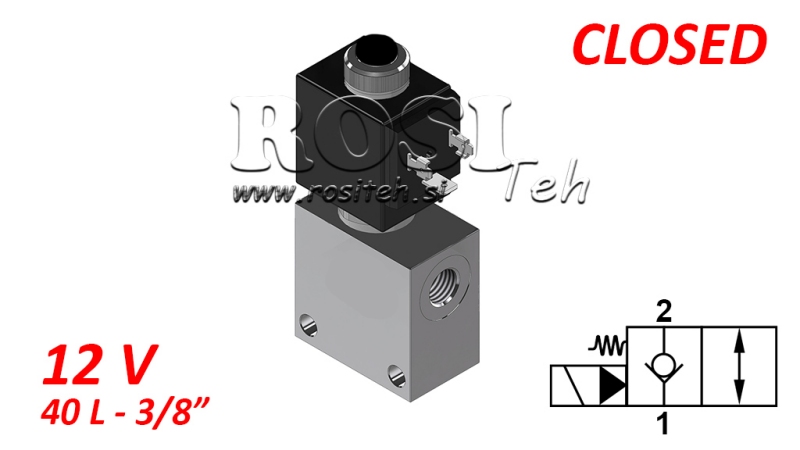 2 wegeventil 3/8 (NC) 12V - 40lit