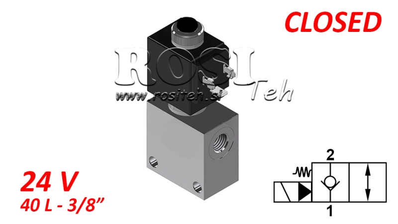 2 wegeventil 3/8 (NC) 24V - 40lit