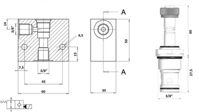2-VEGS VENTIL 3/8 (NO) 12V - 40lit - diagram