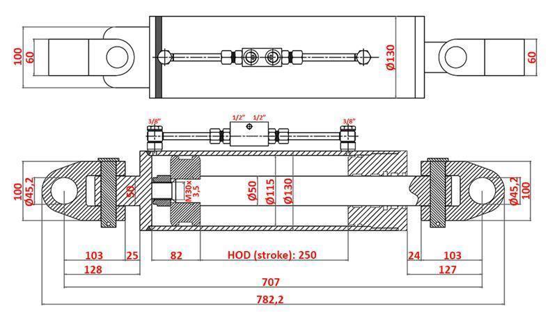 HYDRAULISK TRÆKKER SPECIAL - 4. KLASSE 115/50-250 (180-380HK)(45.2mm)