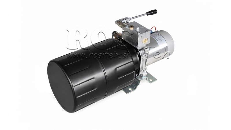 MINI HYDRAULISK POWER-PACK 12V DC - 1.6kW = 2.1cc - 8 liter - enfase enhed MED MANUEL PUMPE