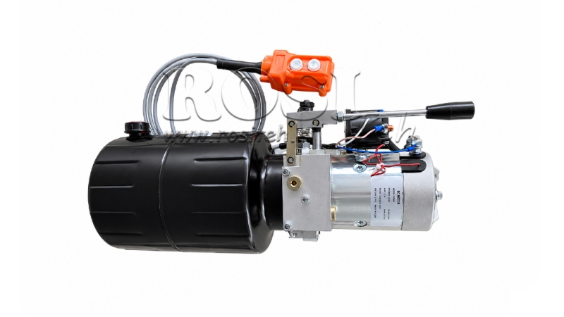 MINI HYDRAULISK POWER-PACK 12V DC - 1.6kW = 2.1cc - 8 liter - enfase enhed MED MANUEL PUMPE