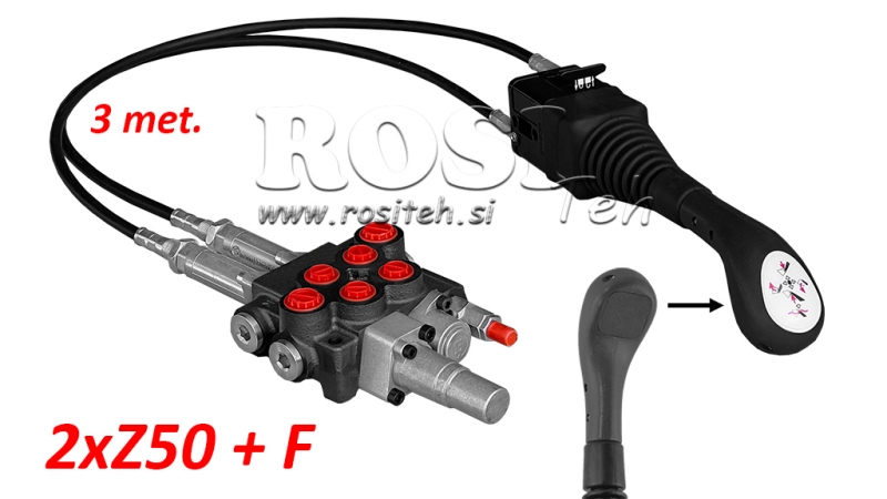 JOYSTICK OHNE TASTE - BOWDENZUG 3 m + HYDRAULISCHES VENTIL 2xZ50 + SCHWIMMSTELLUNG
