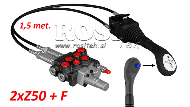 JOYSTICK 1x BOTÓN - CABLE BOWDEN 1,5 m + VÁLVULA HIDRÁULICA 2xZ50 + FUNCIÓN FLOTANTE