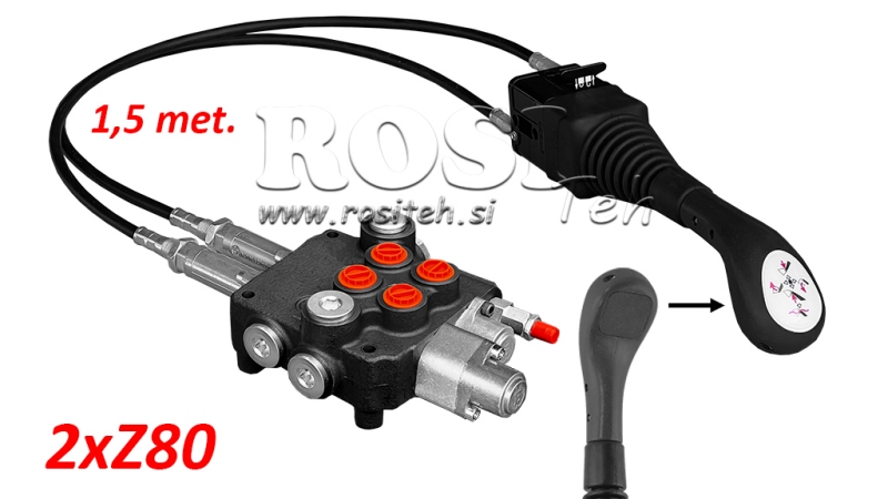 JOYSTICK OHNE TASTE - BOWDENZUG 1,5 m + HYDRAULISCHES VENTIL 2xZ80 + SCHWIMMSTELLUNG