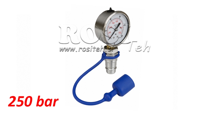 TRAKTOR HYDRAULIKPRÜFANSCHLUSS MIT MANOMETER FLACH 0-250 BAR