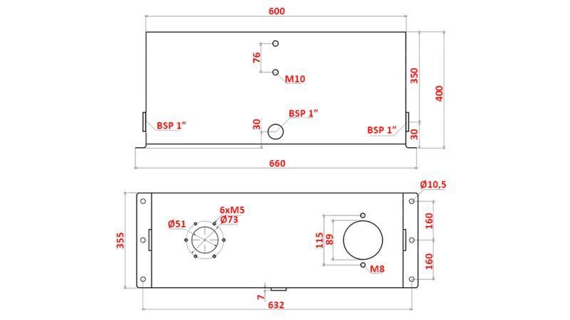 METALLTANK 75 LITER WÜRFEL 400x355x600mm VOLLSTÄNDIG MIT AUSRÜSTUNG
