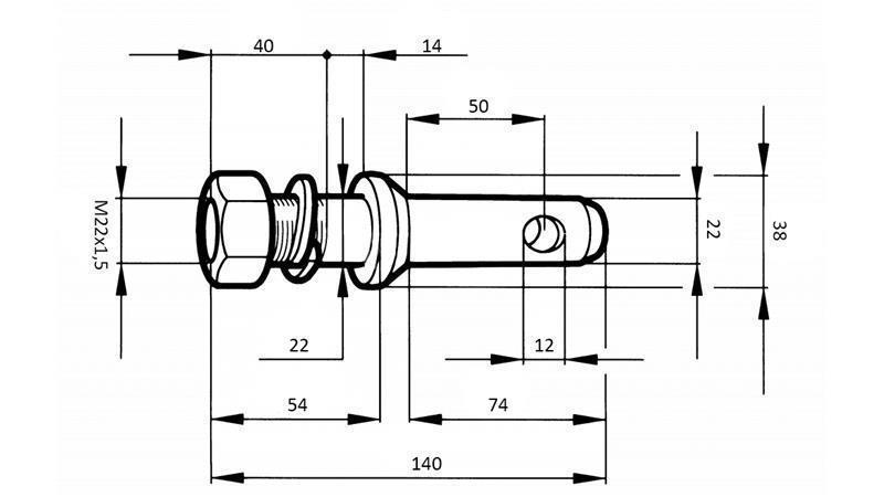 MONTAGEKEIL fi22mm MIT GEWINDE M 22x1.5