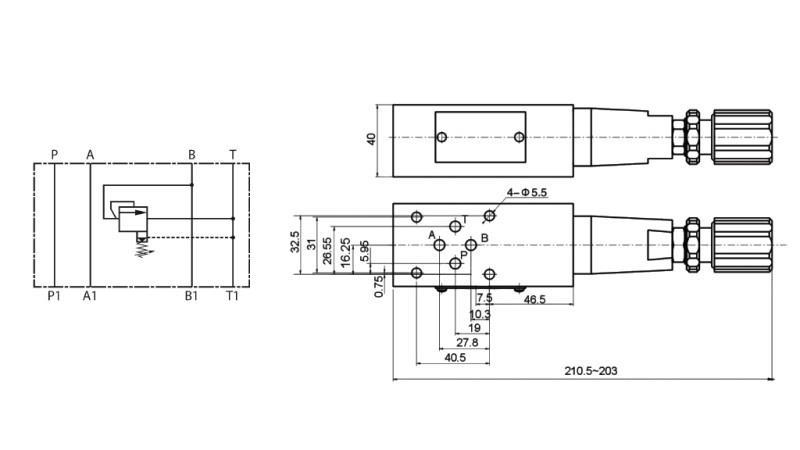 SIKKERHEDSVENTIL CETOP 3 (B) 15-315 BAR