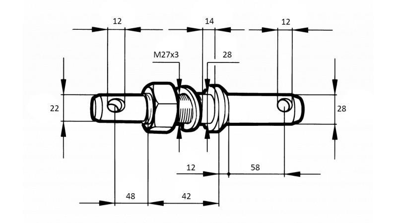 MONTERINGSKEGEL fi22/28mm MED GÄNGA M 27x3