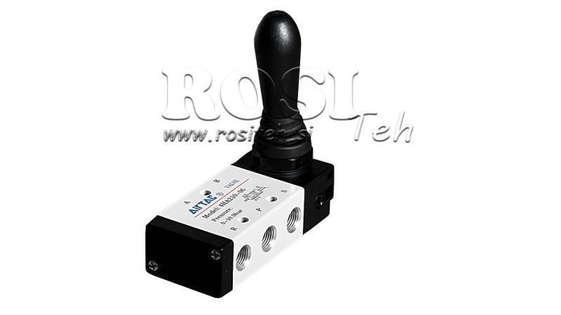 PNEUMATISK HÅNDVENTIL 5/2 1/4 PRT-0852-ARV RETUR MED FJEDER