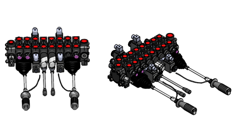 HYDRAULICKÝ VENTIL HIAB 8XPC70 + 2X JOYSTICK - ELEKTRICKÉ OVLÁDÁNÍ 12V