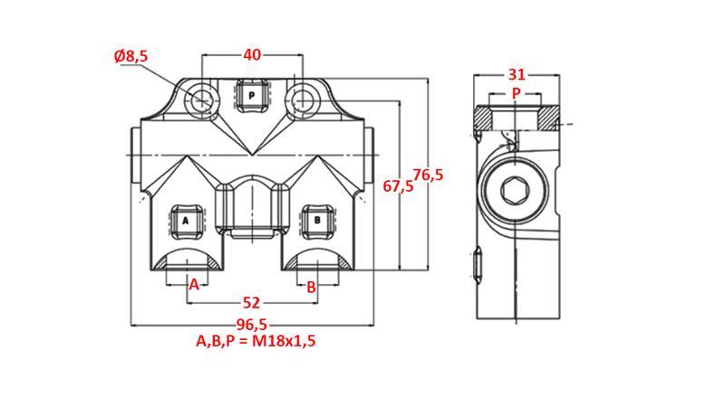 HYDRAULISK VENTIL TIL MARKØR ENKEL M18x1.5