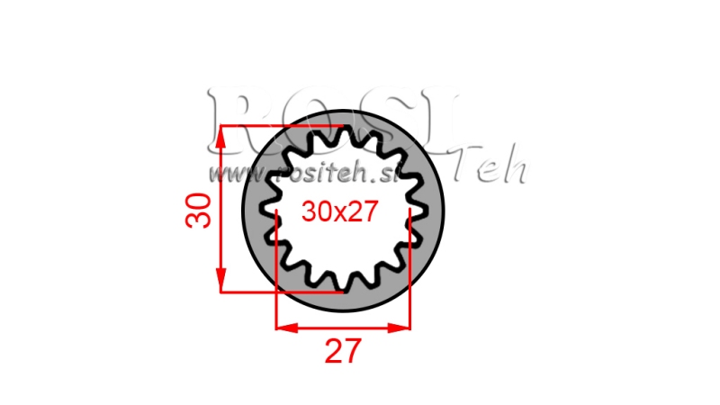 ADAPTADOR CARDÁN BUJE 30x27 (16 ESTRÍAS) (50 mm)