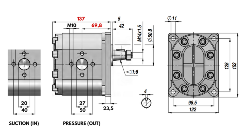 HYDRAULISK PUMPE GR.3 34 CC HØJRE - PRIROBNICER
